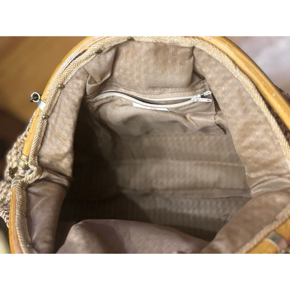Vintage Delli Beige Brown Woven Bamboo Handle One Size Shoulder Bag - Picture 9 of 11